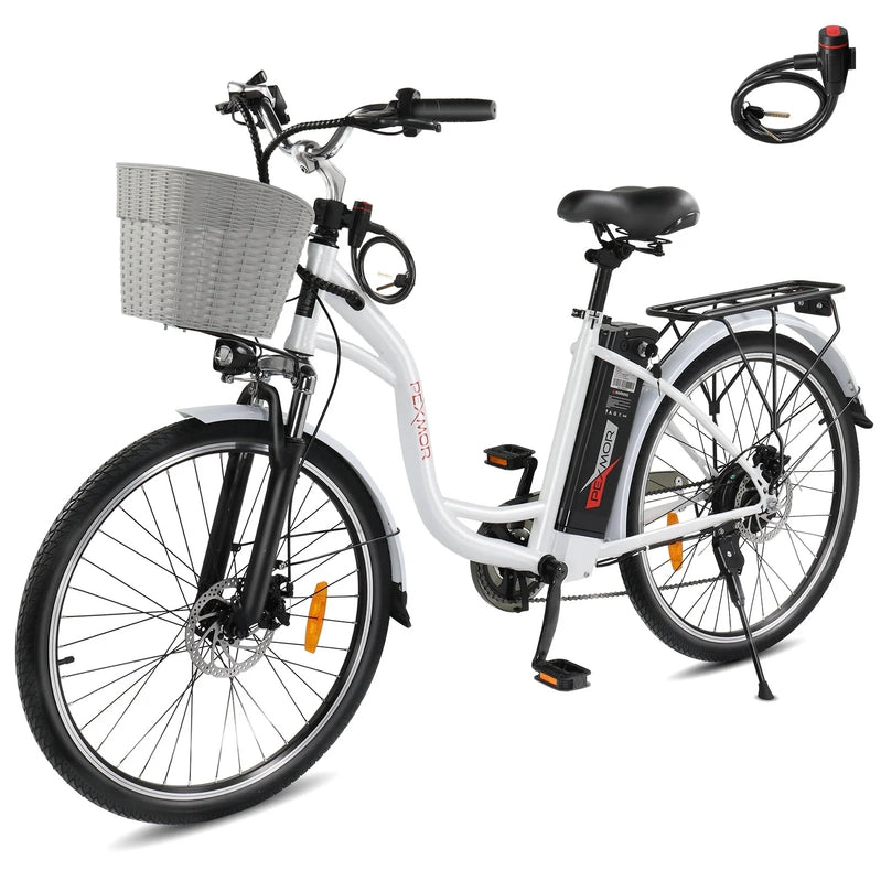 Pexmor Electric Bike For Adults, 350W, Peak 500W City Commuter Ebike 36V 12.5Ah Removable Battery