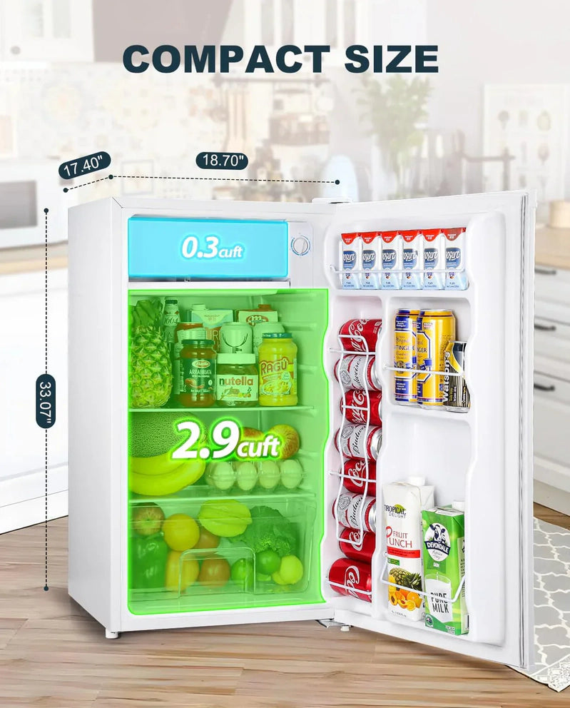 Upstreman 3.2 Cu. Ft. Mini Fridge Freezer Single Door Fridge Dorm Fridge Adjustable Thermostat