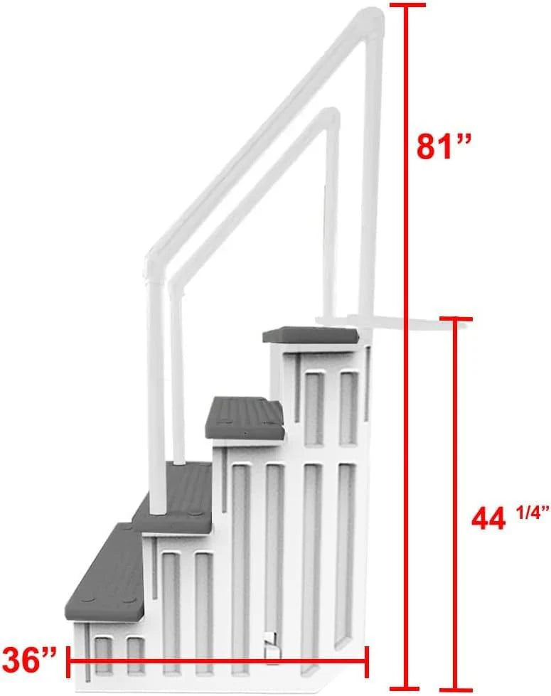 Select Anti-Slip in-Pool Steps, Gray, For Above Ground Swimming Pools, Can Mount To Decks 48 In. To 54 In. H, Safety Stairs Capacity Up To 300 Lbs
