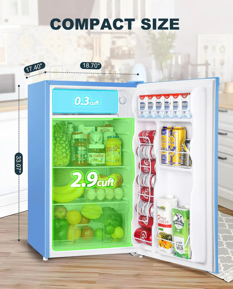 Upstreman 3.2 Cu. Ft. Mini Fridge Freezer Single Door Fridge Dorm Fridge Adjustable Thermostat