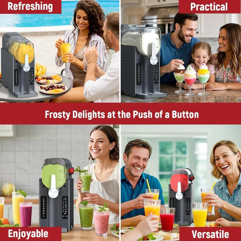 Slushie Machine, No Ice Needed All-in-One Slushy Maker For Home, Real-Time Temp Display, Auto-Clean, 6 Preset, Frozen Margaritas, Cocktails