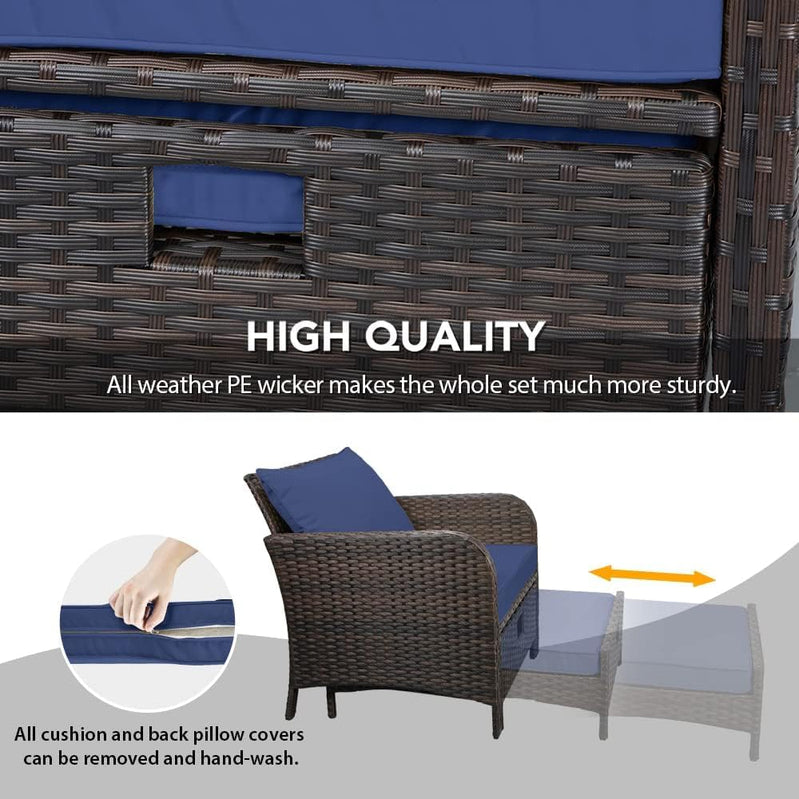 Leveleve Balcony Furniture 5 Piece Patio Conversation Set