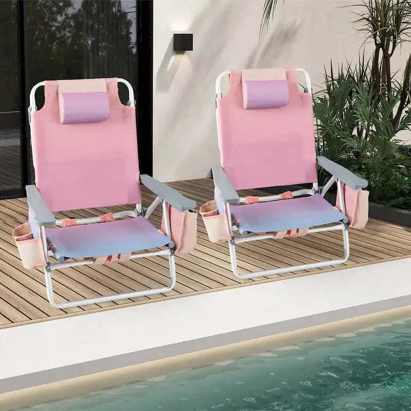 Costway 4-Pack Folding Backpack Beach Chair 5-Position Outdoor, See Details