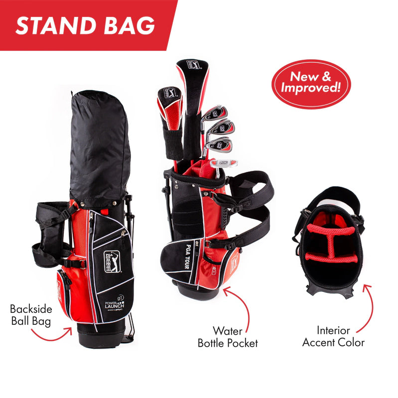 Pga Tour Right-Handed 10 Piece Kids Golf Club Stand Bag Set, Player Height 4'8, 5'2 In., Ages 8-12