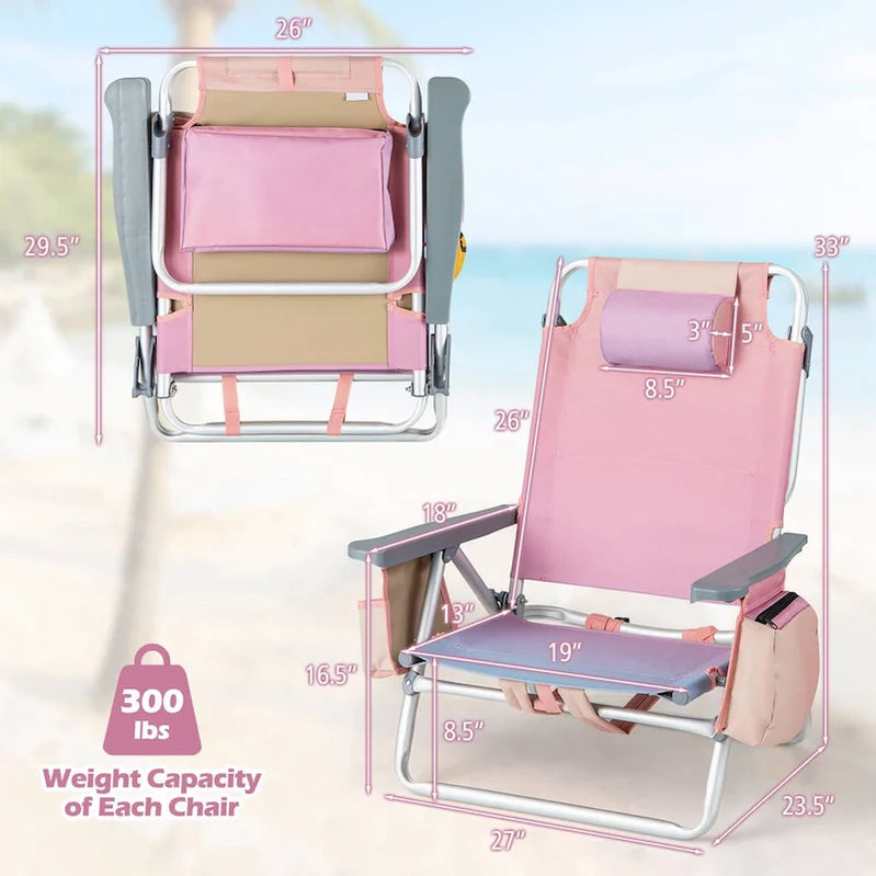 Costway 4-Pack Folding Backpack Beach Chair 5-Position Outdoor, See Details
