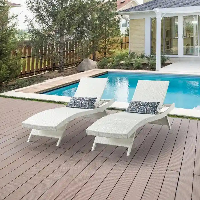 All Weather Wicker Chaise Lounge, Set Of 2