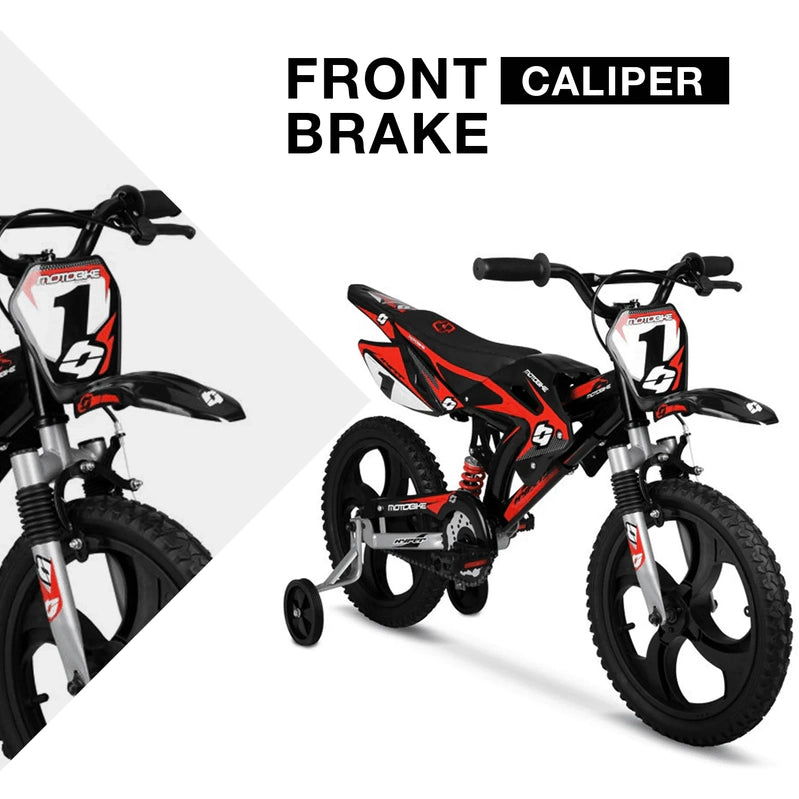 Hyper Bicycles 16 In. Kids Motobike With Mag Wheels, Including Training Wheels, Black/Red