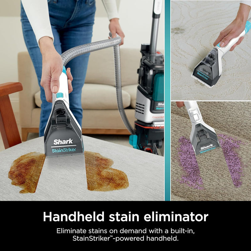 Shark CarpetXpert EX201 Carpet Cleaner, Cyan, Deep Cleaning With StainStriker, For Pets, Includes Spot And Stain Remover Tools