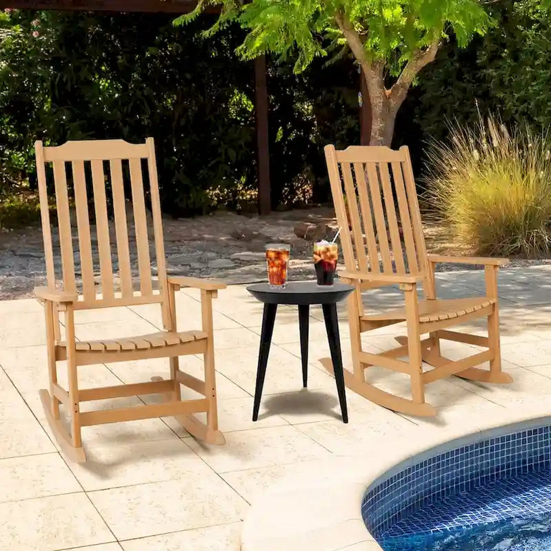 Vrakae 2 Pcs Patio All Weather Resistant High Back Rocking Chair