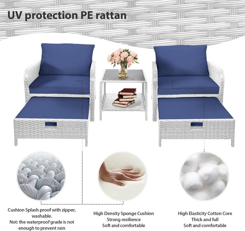 Leveleve Balcony Furniture 5 Piece Patio Conversation Set