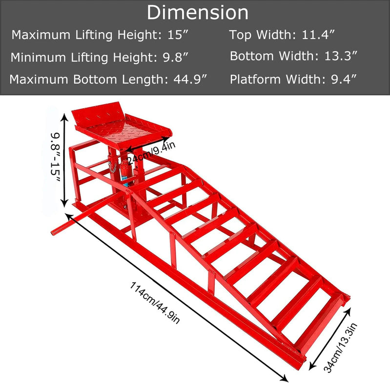 Confote Car Ramps, 2PCS 5T 10000lbs Portable Heavy Duty Hydraulic Car Ramps, Lift Ramp For Truck Vehicle Auto Garage Repair Red