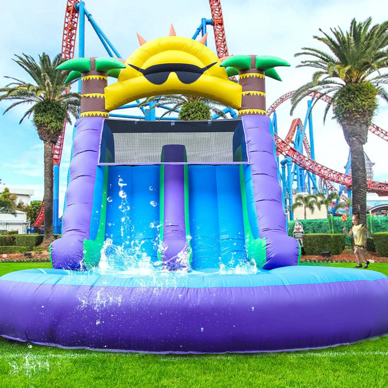 Relunch 26 Ft. Inflatable Double Water Slide For Kids And Adults, PVC Inflatable Water Park With Blower