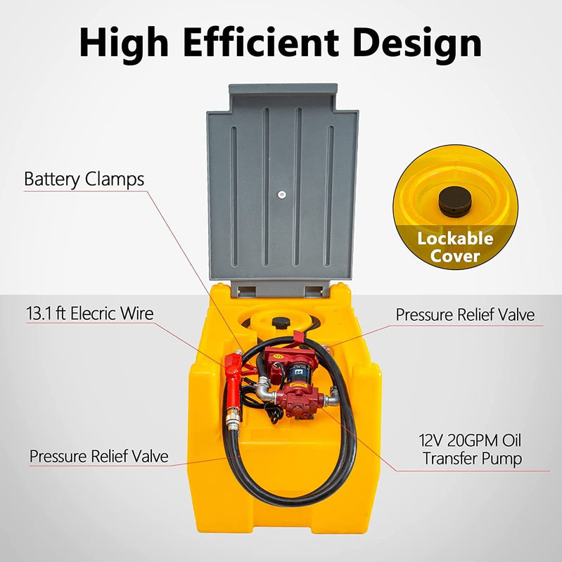 TECSPACE 58 Gallon Gasoline Tank, Portable Fuel Tank With 12V Electric Fuel Transfer Pump