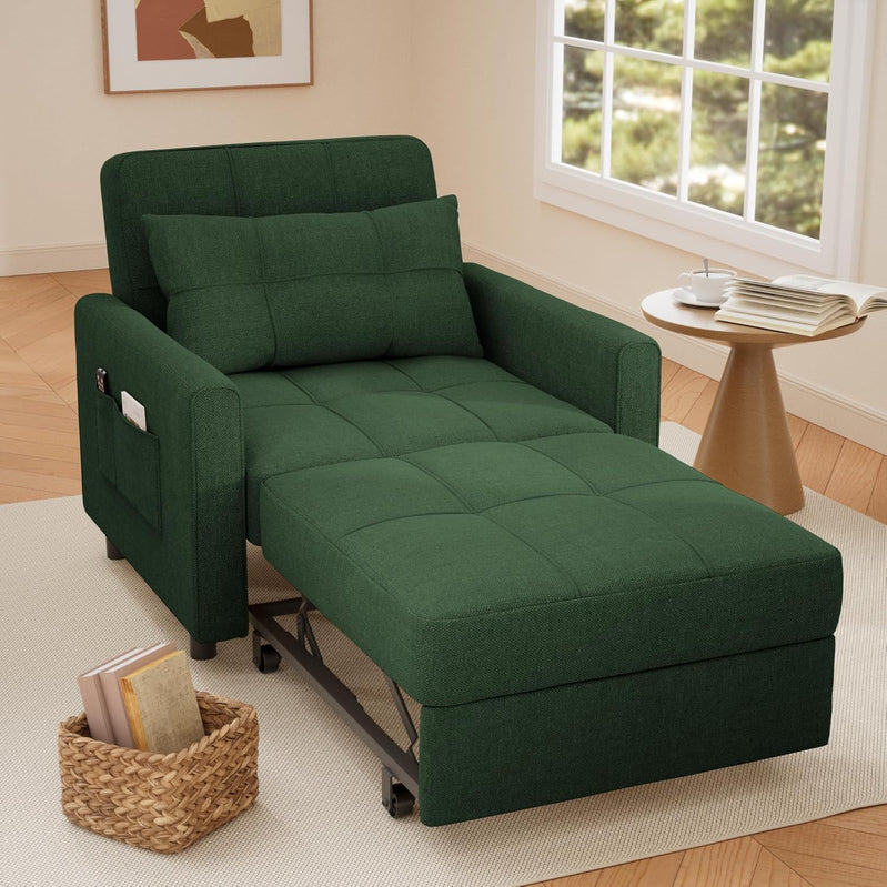 Sofa Bed Chair 3-in-1 Convertible Pullout Single Sleeper Chair Bed Spacious Multifunctional Sofa