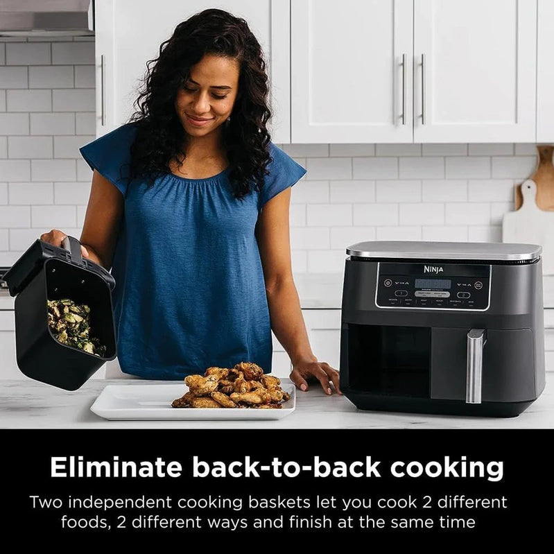 Ninja Foodi 10QT 6-in-1 DualZone Smart XL Air Fryer, 2 Independent 5QT Baskets, Smart Cook Thermometer, Match Cook, Smart Finish, Air Fry, DZ550
