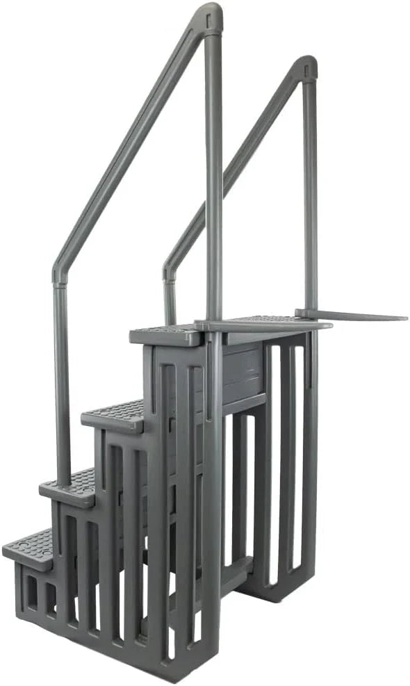 Select Anti-Slip in-Pool Steps, Gray, For Above Ground Swimming Pools, Can Mount To Decks 48 In. To 54 In. H, Safety Stairs Capacity Up To 300 Lbs