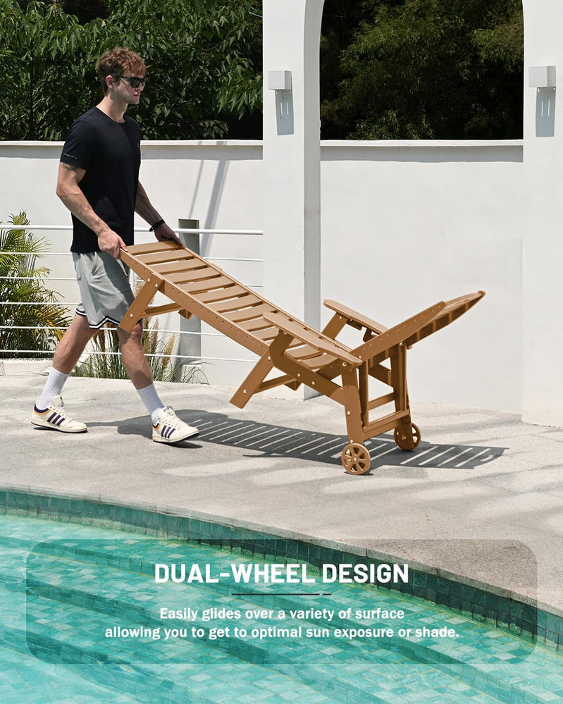 Lounge Chair Outdoor, Chaise Lounge, HDPE 6-Position Outdoor Chaise Lounge