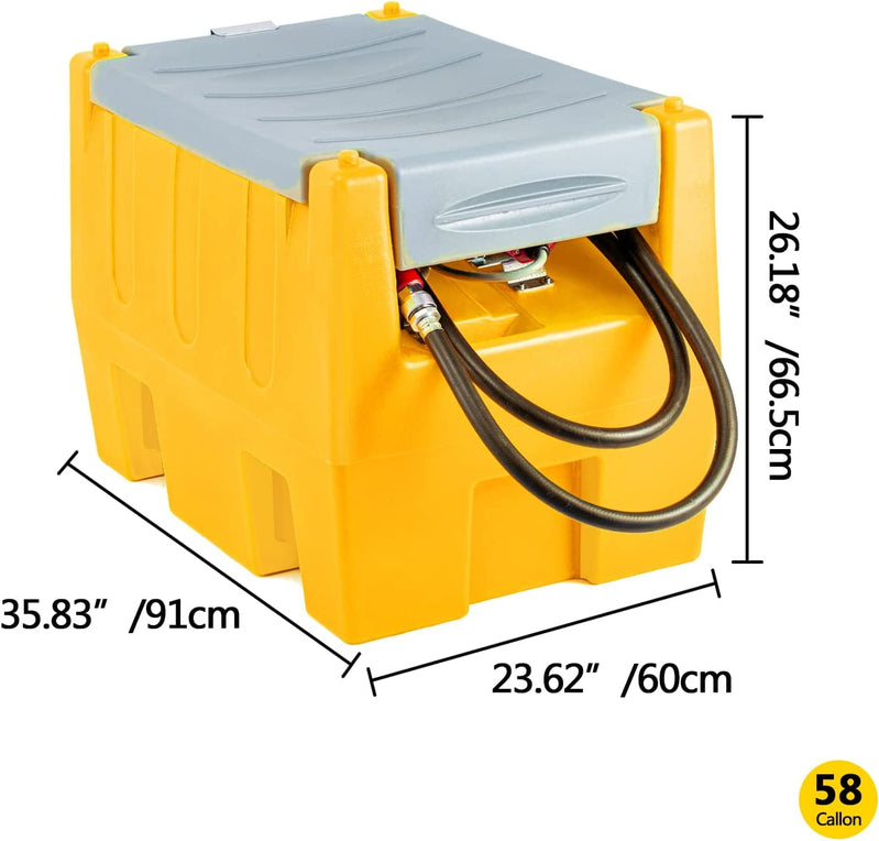 TECSPACE 58 Gallon Gasoline Tank, Portable Fuel Tank With 12V Electric Fuel Transfer Pump