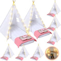 Windyun 8-Pack Kids Teepee Tent Set, Sleepover Party, White