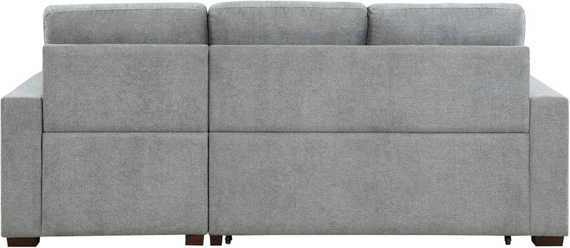 Sleeper Sofa, L Shape Sectional Couch With Right Storage Chaise And Pull Out Sofa Bed, Grey