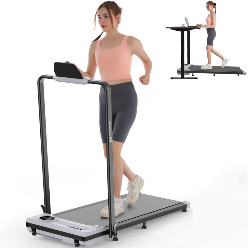 Ancheer Portable Folding Walking Pad 300lb, 7.5 MPH Under Desk Treadmill With Remote Control And LED Display