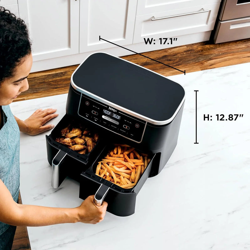 Ninja Foodi 10QT 6-in-1 DualZone Smart XL Air Fryer, 2 Independent 5QT Baskets, Smart Cook Thermometer, Match Cook, Smart Finish, Air Fry, DZ550