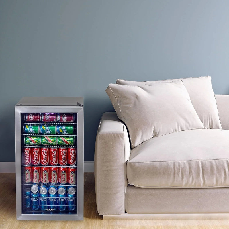 Beverage Refrigerator Cooler, 126 Cans Free Standing With Right Hinge Glass Door, Mini Fridge Beverage Organizer For Beer, Wine, Soda