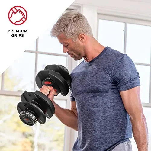 Bowflex SelectTech 552 Adjustable Dumbbells, Pair, 2.3C23.8 Kg, Space-Saving Home Fitness Equipment