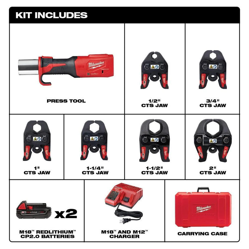 Milwaukee M18 Force Logic Crimping Tool With One-Key And 1/2