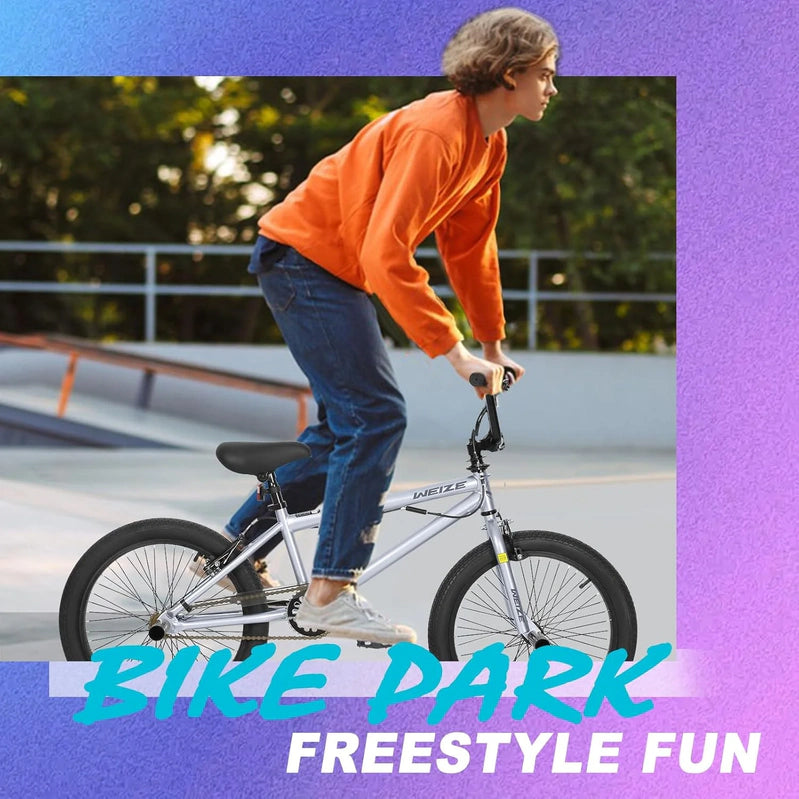 Weize Freestyle BMX Bicycle 20 In. Stunt Bike For Kids And Adults Men And Women High Strength Steel Frame 360 Degree Rotor Freestyle