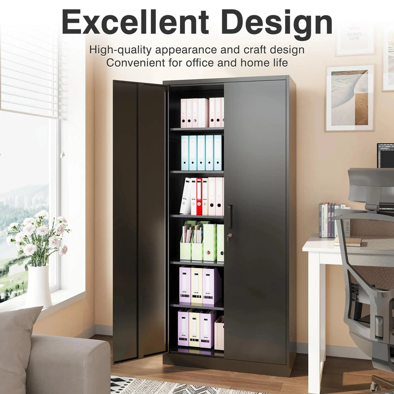 Sisesol 71 In. Metal Garage Storage Cabinet With 2 Doors