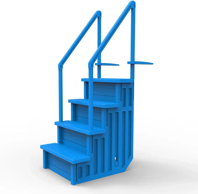 Select Anti-Slip in-Pool Steps, Gray, For Above Ground Swimming Pools, Can Mount To Decks 48 In. To 54 In. H, Safety Stairs Capacity Up To 300 Lbs