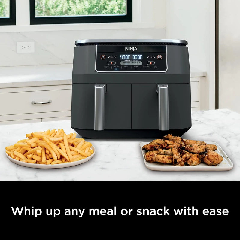 Ninja Foodi 10QT 6-in-1 DualZone Smart XL Air Fryer, 2 Independent 5QT Baskets, Smart Cook Thermometer, Match Cook, Smart Finish, Air Fry, DZ550