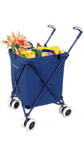 Folding Shopping Cart, VersaCart Transit Utility Cart, Transport Up To 120 Pounds, Water-Resistant Heavy Duty Canvas, Navy Blue