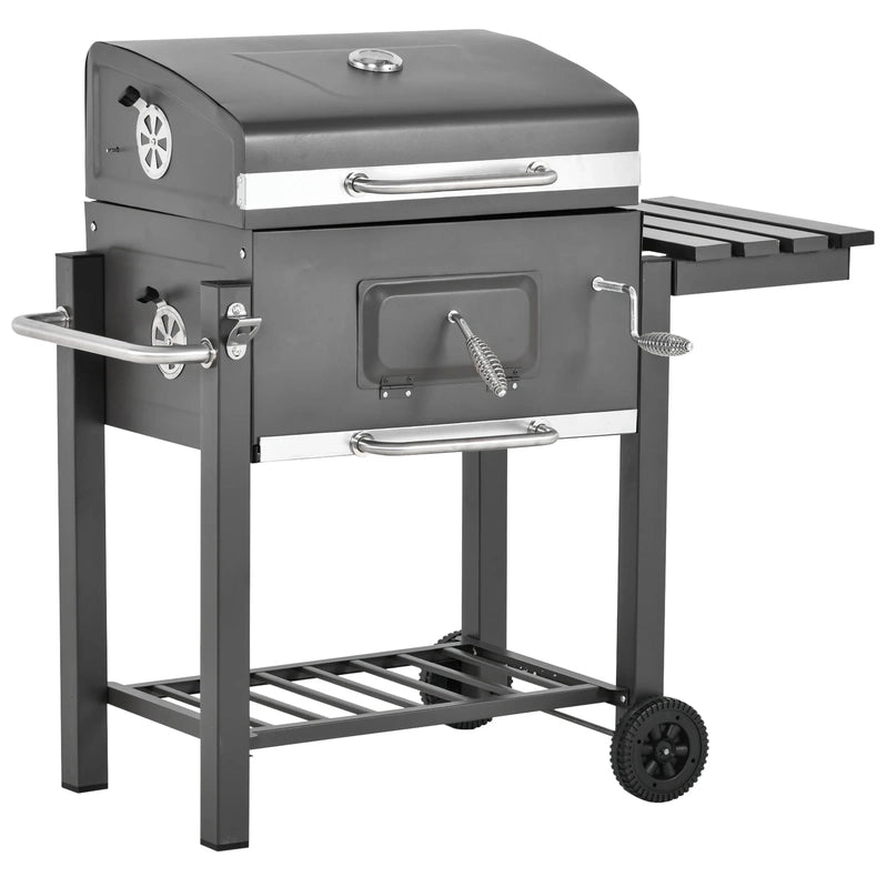 Outsunny Charcoal Bbq Grill, Outdoor Portable Cooker, Gray