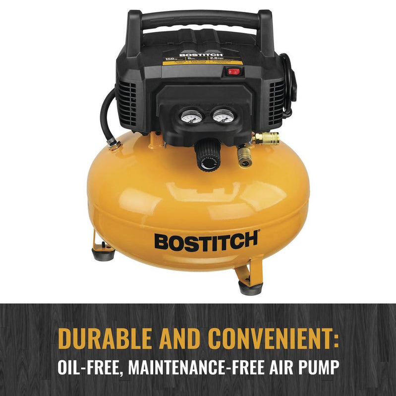 Bostitch 6-Gallon 150 PSI Portable Electric Air Compressor With 2-Tool Combo Kit
