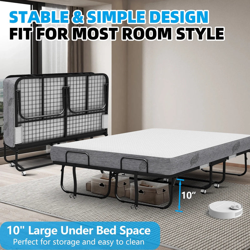 Folding Bed With Mattress 75 In. x 31 In. Cot Size Folded Bed