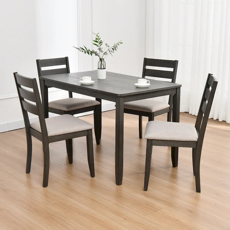 5-Piece Solid Wood 47L Dining Table Sets, 1 Table Plus 4 Slat Back Chairs