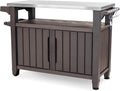 Keter Outdoor Rolling Table Cart For Food Prep, Storage, Bar And Grill, Dark Brown