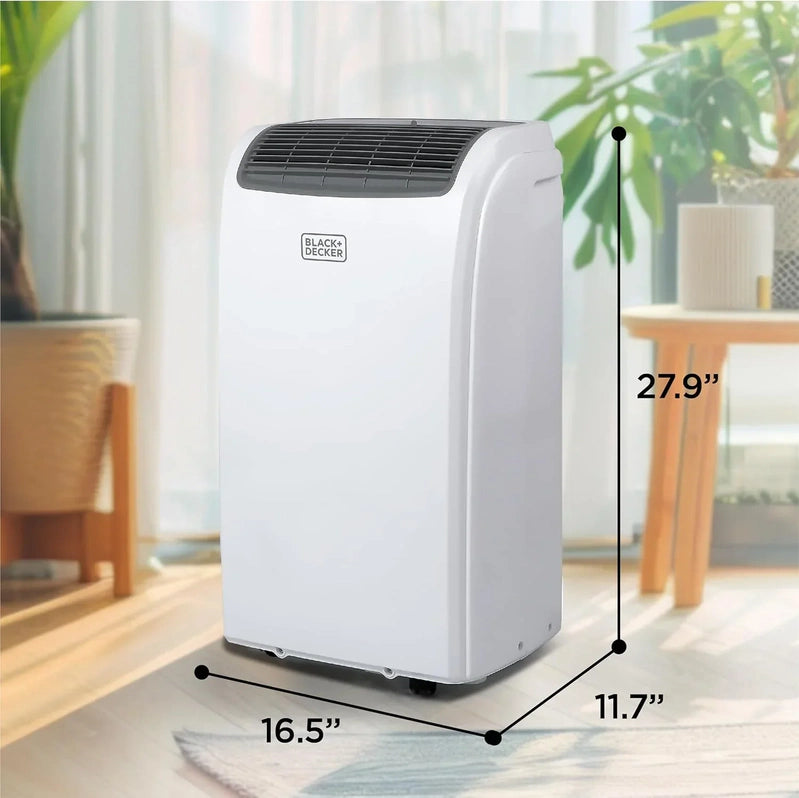 Black Plus Decker 10,000 BTU Portable Air Conditioner For Rooms Up To 450 Sq With Remote Control