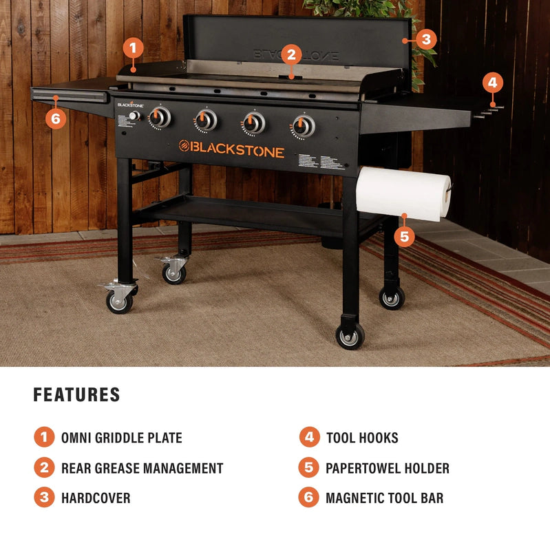 Blackstone Original 4-Burner 36 In. Propane Omnivore Griddle With Hard Cover