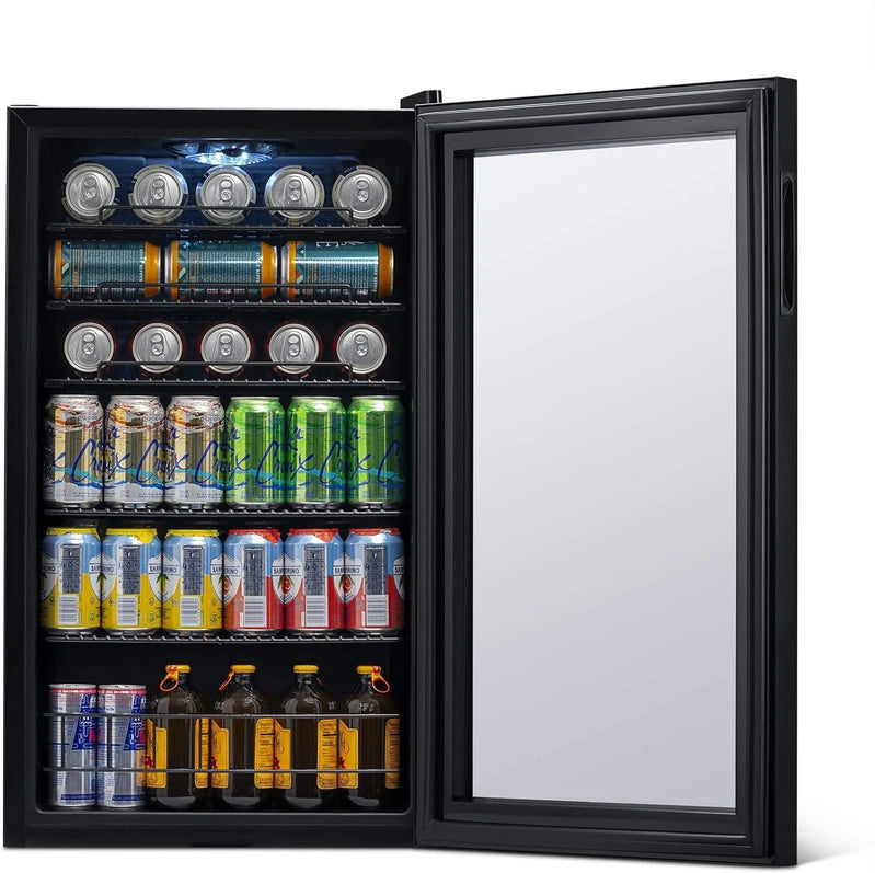 Beverage Refrigerator Cooler, 126 Cans Free Standing With Right Hinge Glass Door, Mini Fridge Beverage Organizer For Beer, Wine, Soda