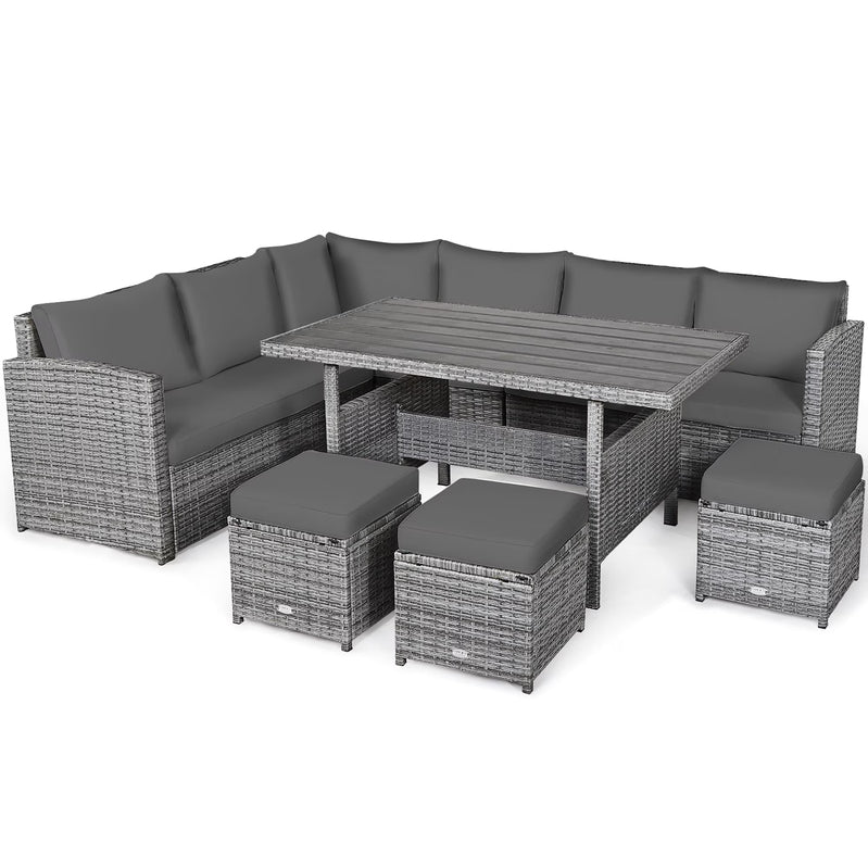 7-piece Outdoor Rattan Patio Furniture Set Black