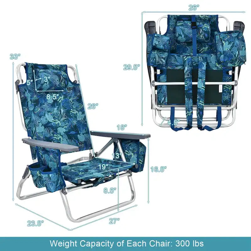 Costway 4-Pack Folding Backpack Beach Chair 5-Position Outdoor, See Details