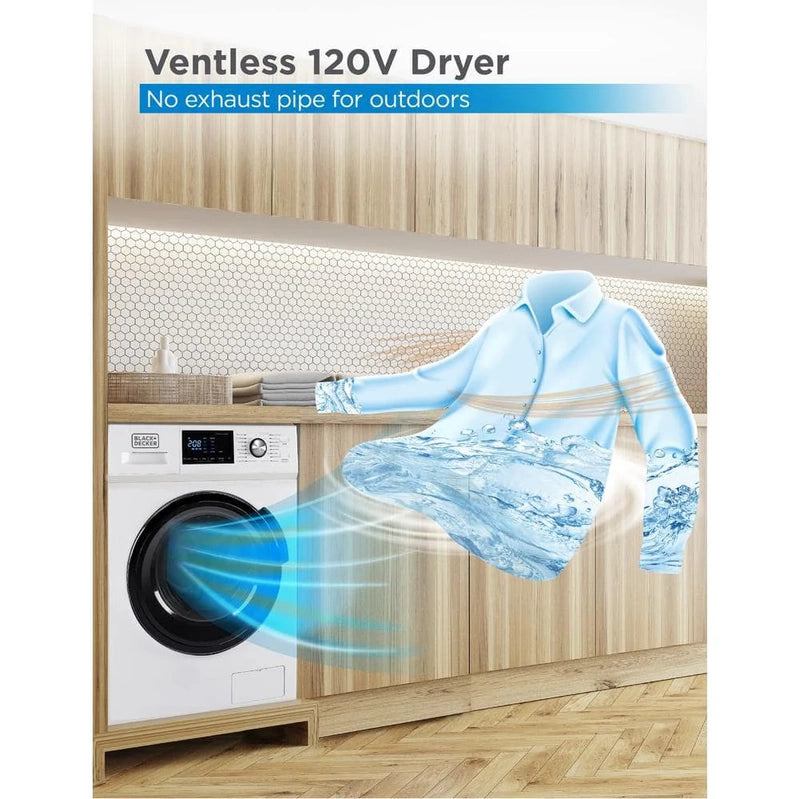 Black Plus Decker 2.7 Cu. Ft. All-in-One Washer And Dryer Combo In White BCW27MW