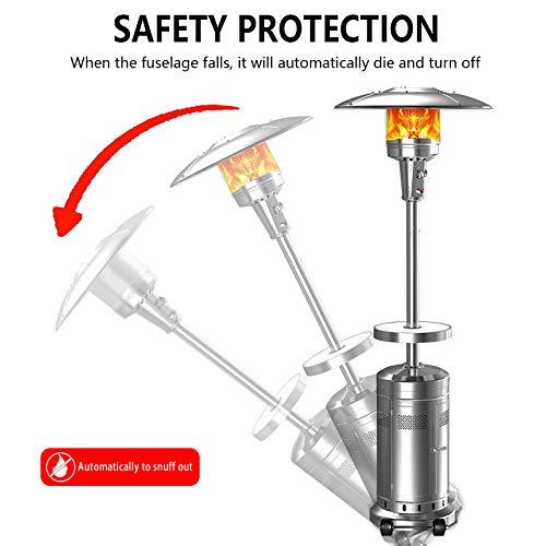 2 Set 48,000-BTU Umbrella Patio Propane Heater With Wheels, Stainless Steel Patio Heater