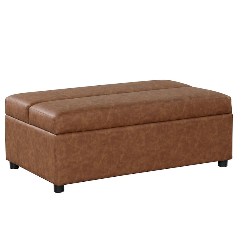 Twin Size Folding Pull Out Ottoman Sleeper Bed With Mattress Convertible Guest Bed, PU Upholstered Sleeper Sofa