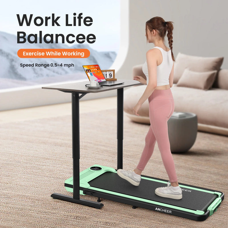 Ancheer Portable Folding Walking Pad 300lb, 7.5 MPH Under Desk Treadmill With Remote Control And LED Display