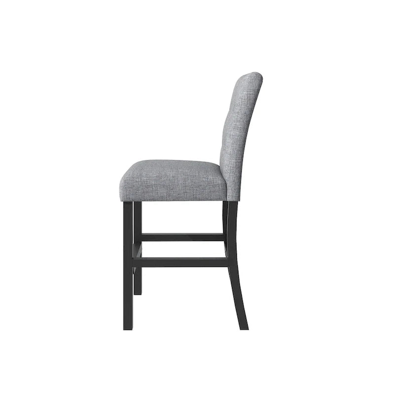 5 Piece Counter Height Dining Set, Wood Dining Table Set With Rectangle Table And 4 Upholstered High Back Chairs