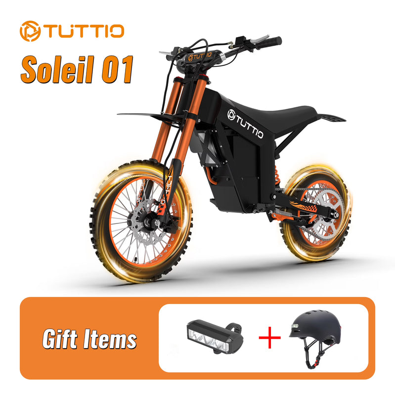 Tuttio Soleil01 2000W Electric Dirt Bike Adult, 48V 21Ah 37MPH, Electric Motorcycle 14 In. And 12 In.Tire Off-Road Dirt EBikes Full Suspension